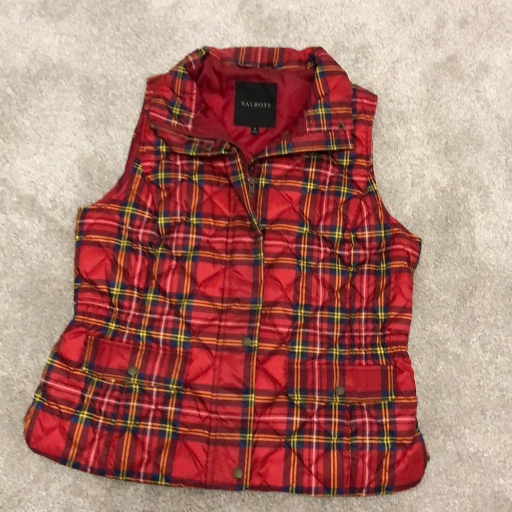 Talbots Plaid Puffer Vest